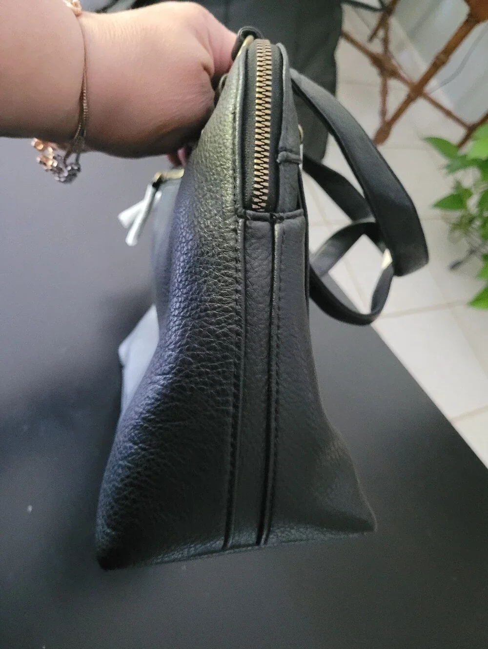 White Mountain Black Faux Leather Shouldet Bag